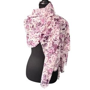 Fable England Floral Botanical Scarf Wrap Mauve Lavender Cottagecore 35"x72"